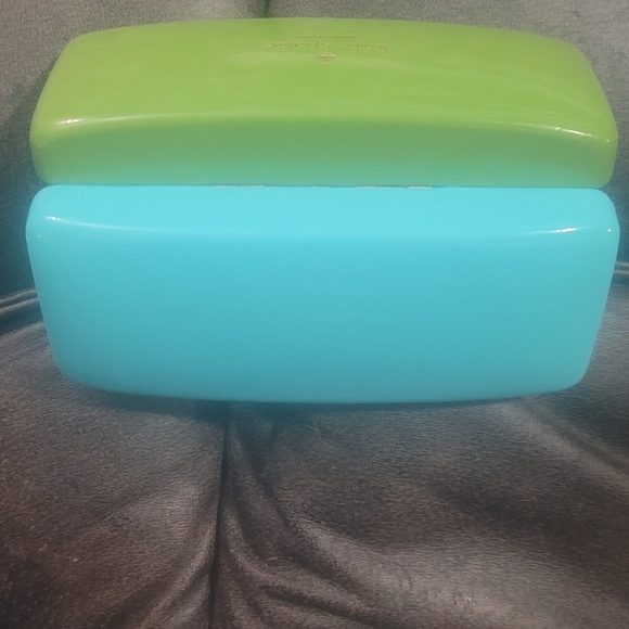 KATE SPADE two tone blue green hard sixe eyeglass sunglass case - Picture 3 of 11